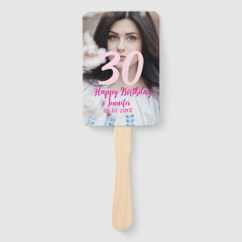 30th birthday add name date year white photo fächer