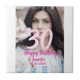 30th birthday add name date year white photo fliese