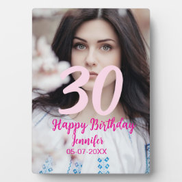 30th birthday add name date year white photo fotoplatte