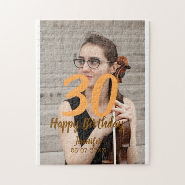 30th birthday add name date year white photo puzzle (Vertikal)