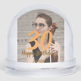 30th birthday add name date year white photo schneekugeln