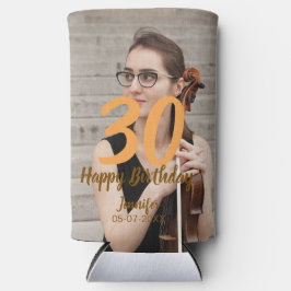 30th birthday add name date year white photo selters dosenkühler