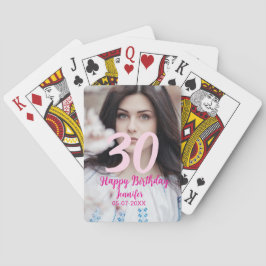 30th birthday add name date year white photo spielkarten