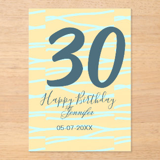 30th birthday add name date year yellow blue paste acryleinladungen