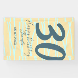 30th birthday add name date year yellow blue paste banner