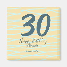30th birthday add name date year yellow blue paste magnet