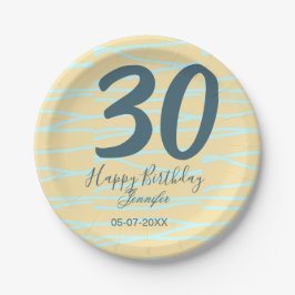30th birthday add name date year yellow blue paste pappteller