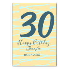30th birthday add name date year yellow blue paste tischnummer