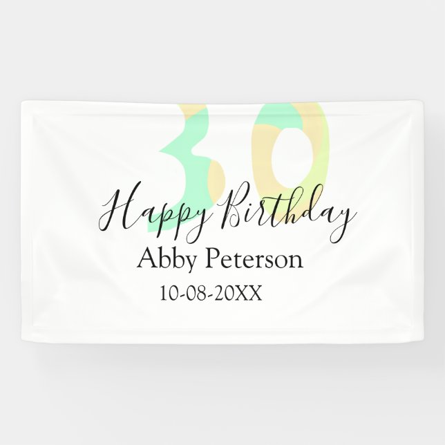 30th birthday bold letter pastel yellow black retr banner (Horizontal)