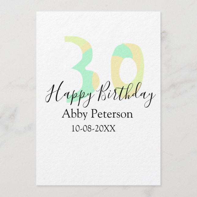 30th birthday bold letter pastel yellow black retr einladung (Vorderseite)
