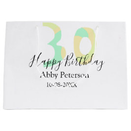 30th birthday bold letter pastel yellow black retr große geschenktüte