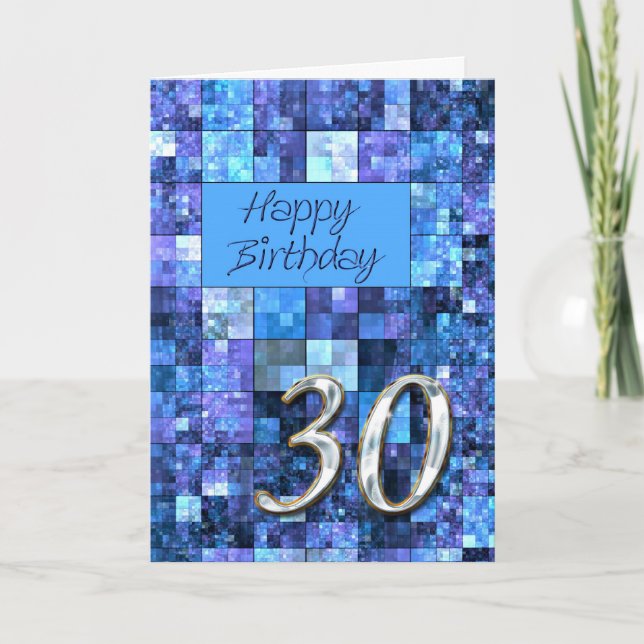 30th Birthday card with abstract squares. Karte (Vorderseite)