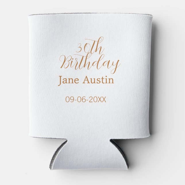 30th birthday copper brown simple stylish name dat dosenkühler (Vorderseite)