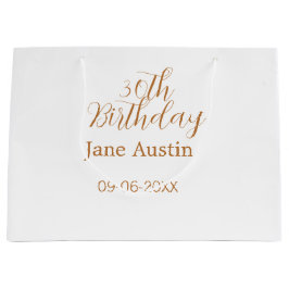 30th birthday copper brown simple stylish name dat große geschenktüte