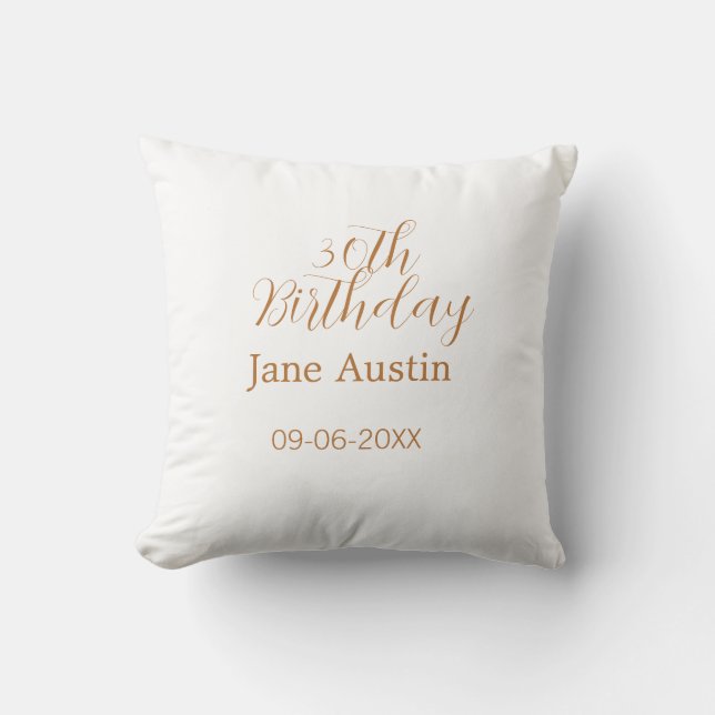 30th birthday copper brown simple stylish name dat kissen (Vorderseite)