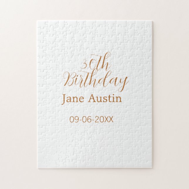 30th birthday copper brown simple stylish name dat puzzle (Vertikal)
