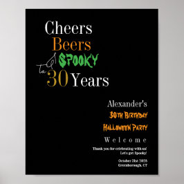 30th Birthday Halloween Spooky Party Welcome Poster