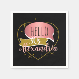 30th birthday hello 30 Personalized heart Serviette