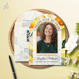 30th Birthday Modern Arch Floral DAFFODILS Photo Einladung