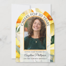 30th Birthday Modern Arch Floral DAFFODILS Photo Einladung