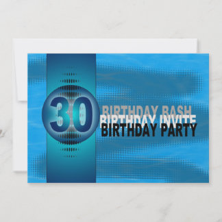 30th Birthday Party Invitation Modern Blue Einladung
