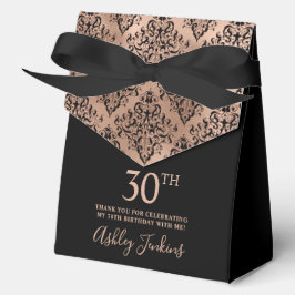30th Birthday Rose Gold Damask Thank You  Geschenkschachtel