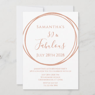 30th Birthday Rose Gold Minimal Birthday Einladung