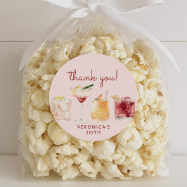 30th Birthday Watercolor Cocktail Stickers