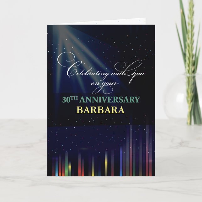 30th Employee Anniversary Sky, Customizable Black Karte (Vorderseite)