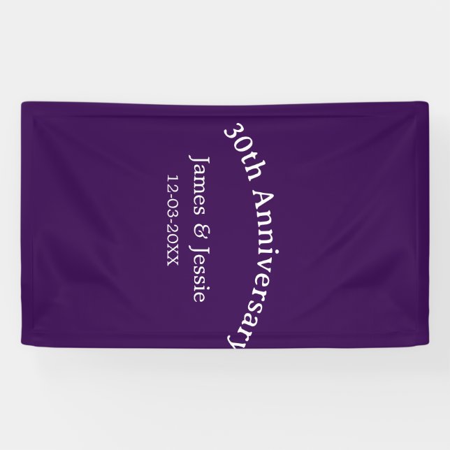 30th wedding anniversary name date purple simple  banner (Horizontal)