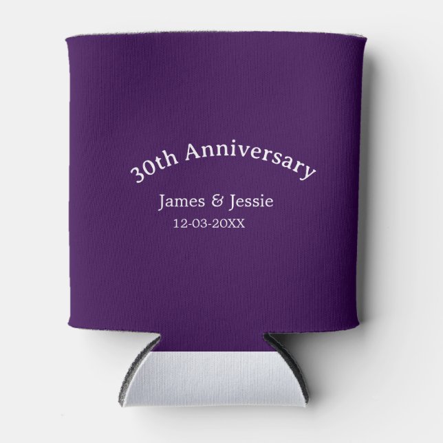 30th wedding anniversary name date purple simple  dosenkühler (Vorderseite)