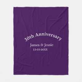 30th wedding anniversary name date purple simple  fleecedecke