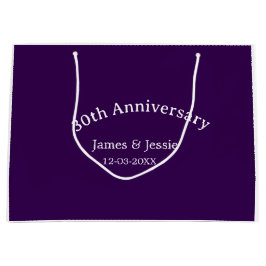 30th wedding anniversary name date purple simple  große geschenktüte