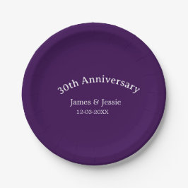 30th wedding anniversary name date purple simple  pappteller