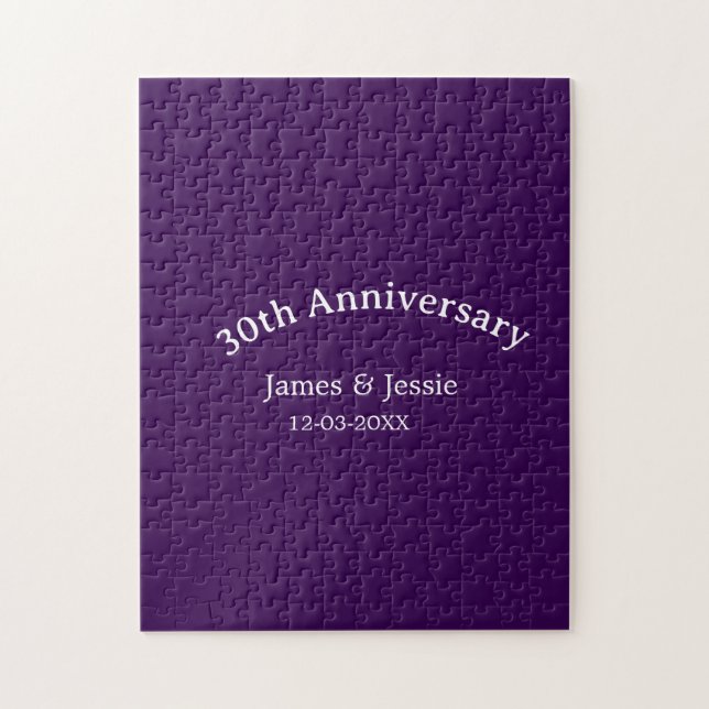30th wedding anniversary name date purple simple  puzzle (Vertikal)