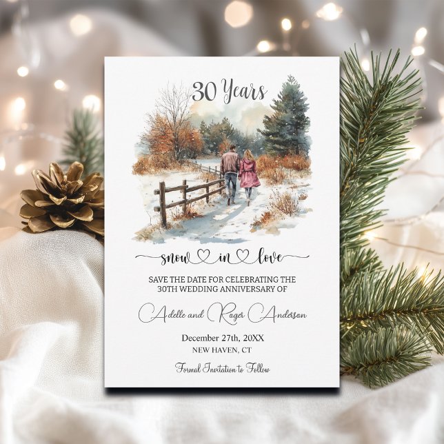 30th Wedding Anniversary Winter Landscape Romantic Save The Date (Von Creator hochgeladen)