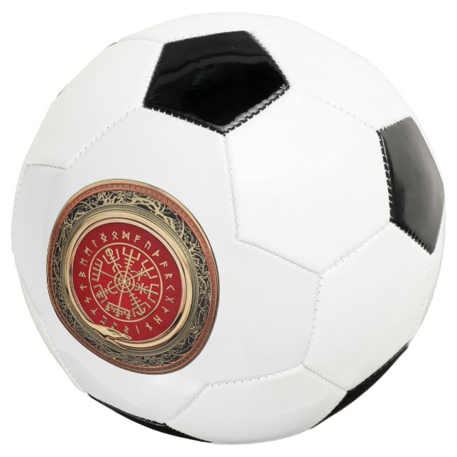 [310] Vegvisir - Viking Gold Magic Runic Compass Fußball (Dreiviertel)