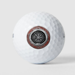 [310] Vegvisir - Viking Silver Magic Runic Compass Golfball