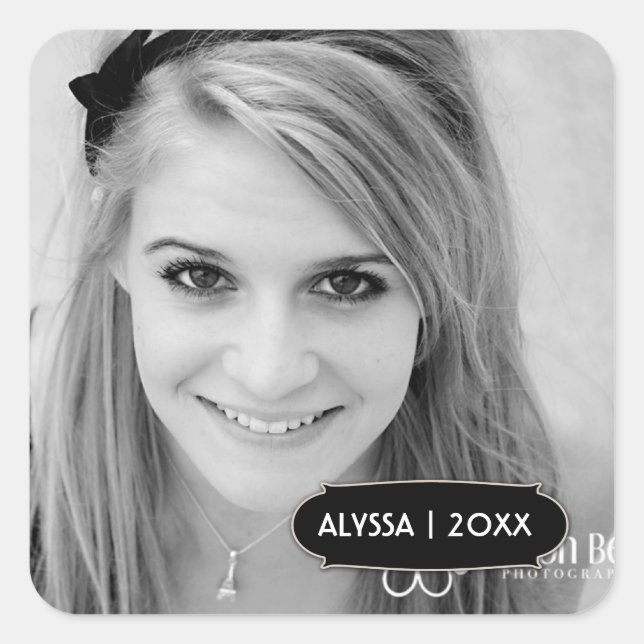 311-Abschluss-Foto-Sticker Quadratischer Aufkleber (Vorderseite)