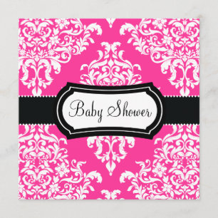 311 Babydusche (Lovey Dovey Damask) Hot Pink Einladung