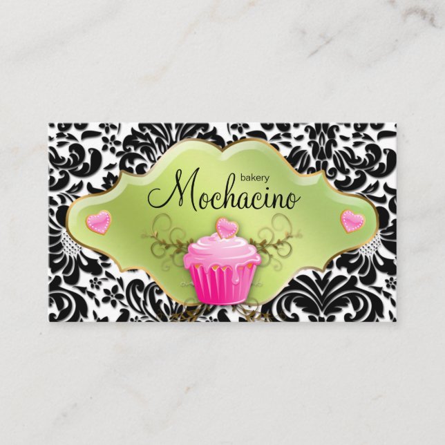 311 Bakery Business Card Cupcake Gold Wirbel Limon Visitenkarte (Vorderseite)