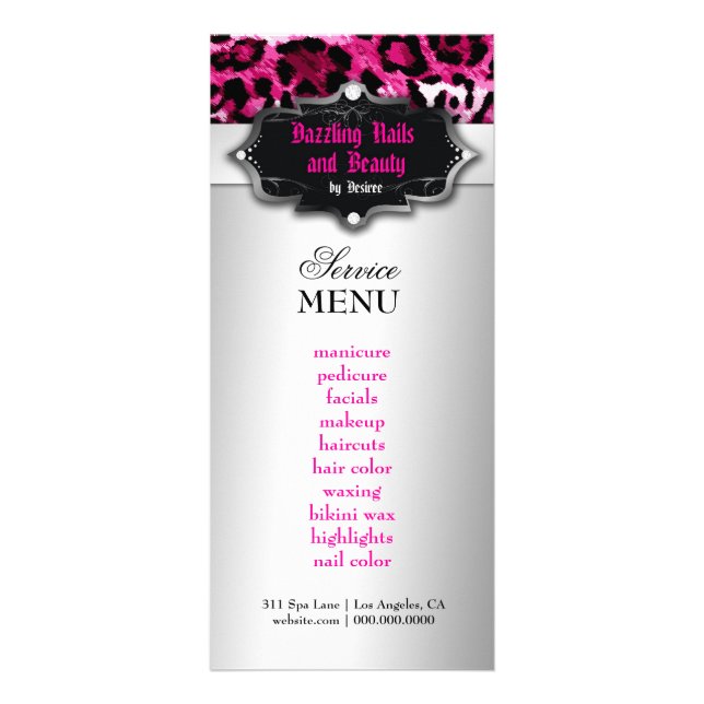 311 Barocke Boutique Hot Pink Leopard Treuekarte Werbekarte (Vorne)