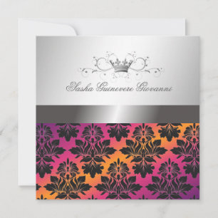 311-BlackBerry Damask Ribbon Sunset VIP Einladung