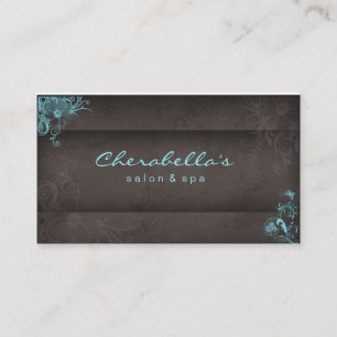 311 Blaue Braune Salon Spa Florale Visitenkarte