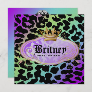 311 Bodacious Leopard Damask Amethyst Rainbow Einladung