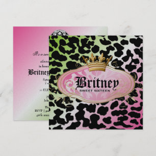 311 Bodacious Leopard Damask Einladung Lollipop