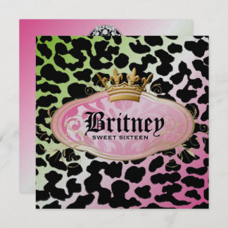 311 Bodacious Leopard Damask Einladung Lollipop