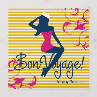 311-Bombshell Silhouette Nautical Blue Pink Wirbel Einladung