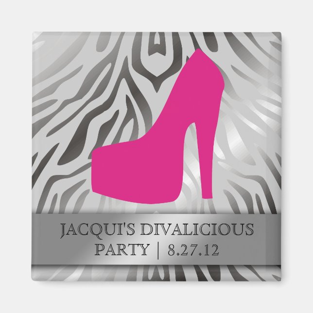 311-Bombshell-Silhouette Zebra Hot Pink Heel Magnet (Vorne)