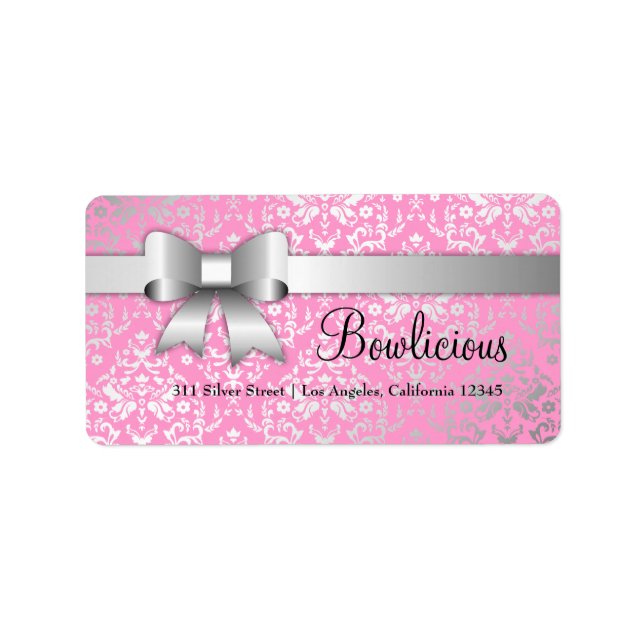 311 Buglicious Silver Label Dazzling Damask Pink Adressaufkleber (Vorne)
